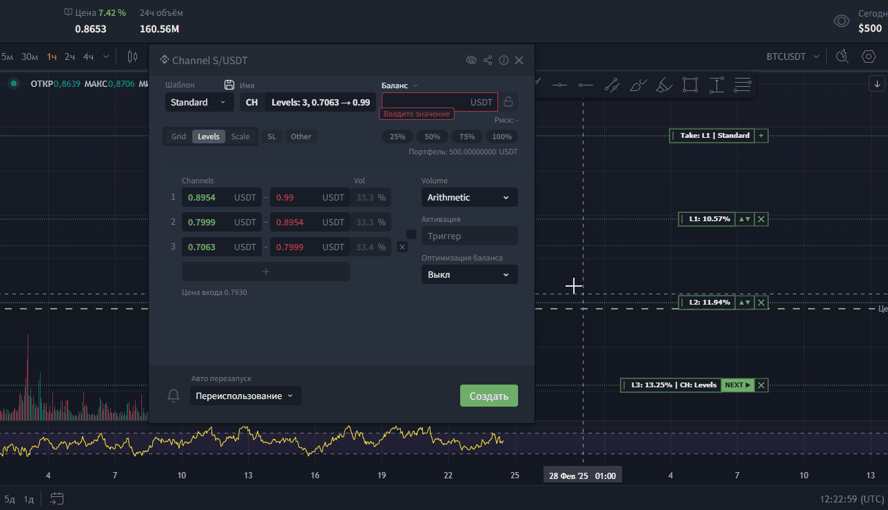 Ручное распределение баланса между уровнями в стратегиях Levels и Scale