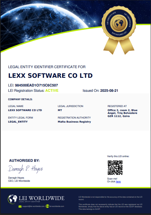 Превью сертификата LEI